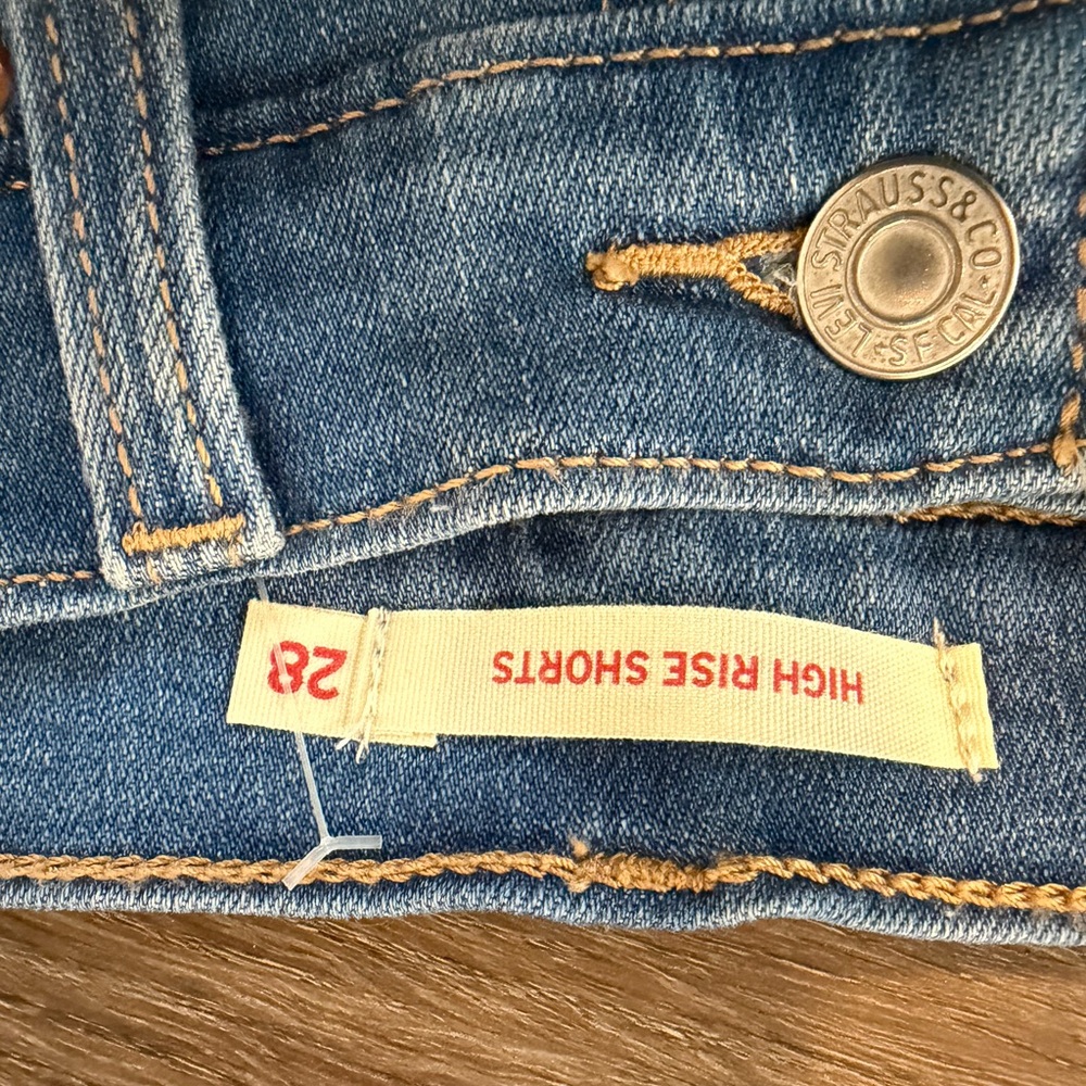 Levi's Blue Denim High Rise Shorts